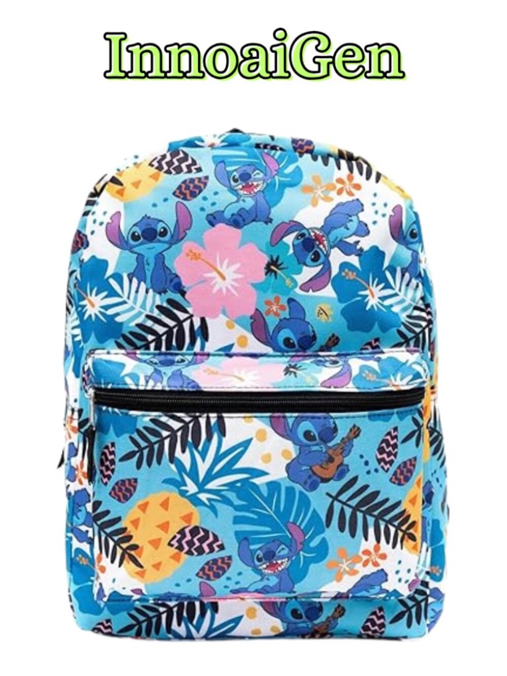 Disney Lilo & Stitch Tropical Floral Backpack Blue Allover Print School Bag OS